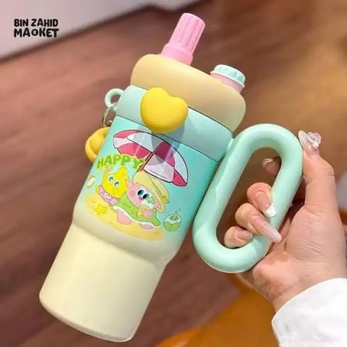 Kawaii Insulated Stainless Steel Tumbler 800ml with Straw
