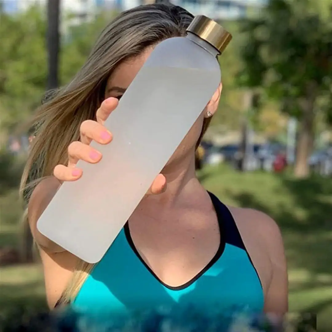 650ml Motivational Frosted Water Bottle with Time Marker