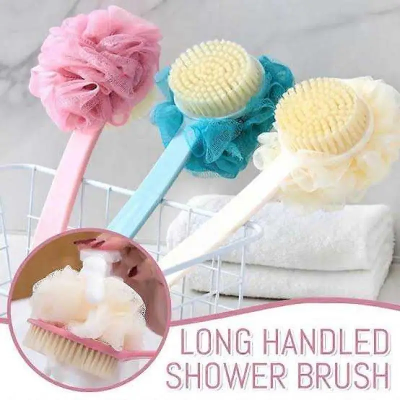 2 In 1 Back Scrubber Bath Long Handle Scrubbing Brush
