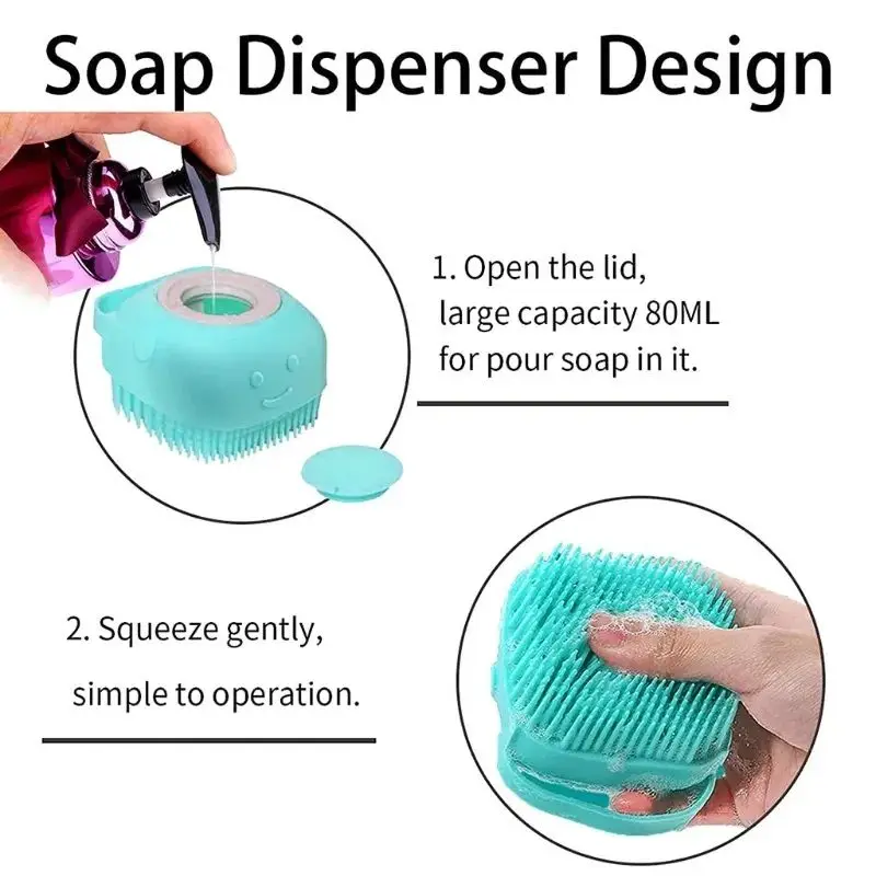 Silicone Bath Brush with Soap Dispenser, 2-in-1