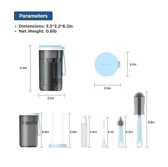 6-in-1 Travel Baby Bottle Washer Kit with Liquid