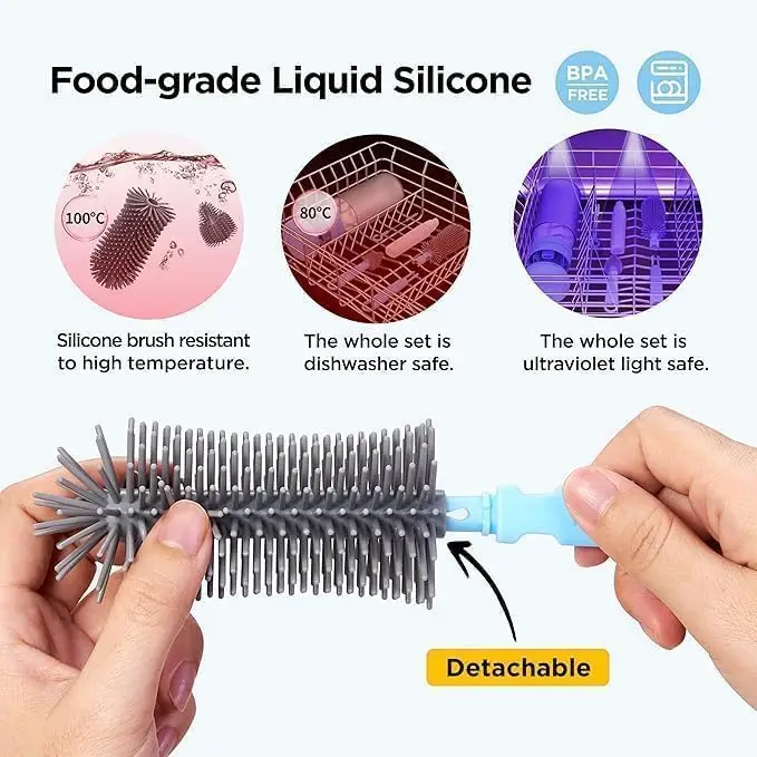 6-in-1 Travel Baby Bottle Washer Kit with Liquid