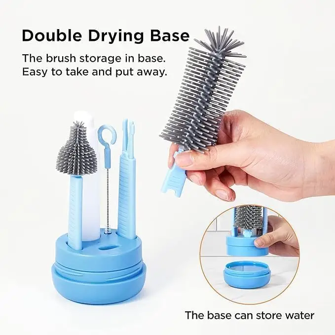 6-in-1 Travel Baby Bottle Washer Kit with Liquid