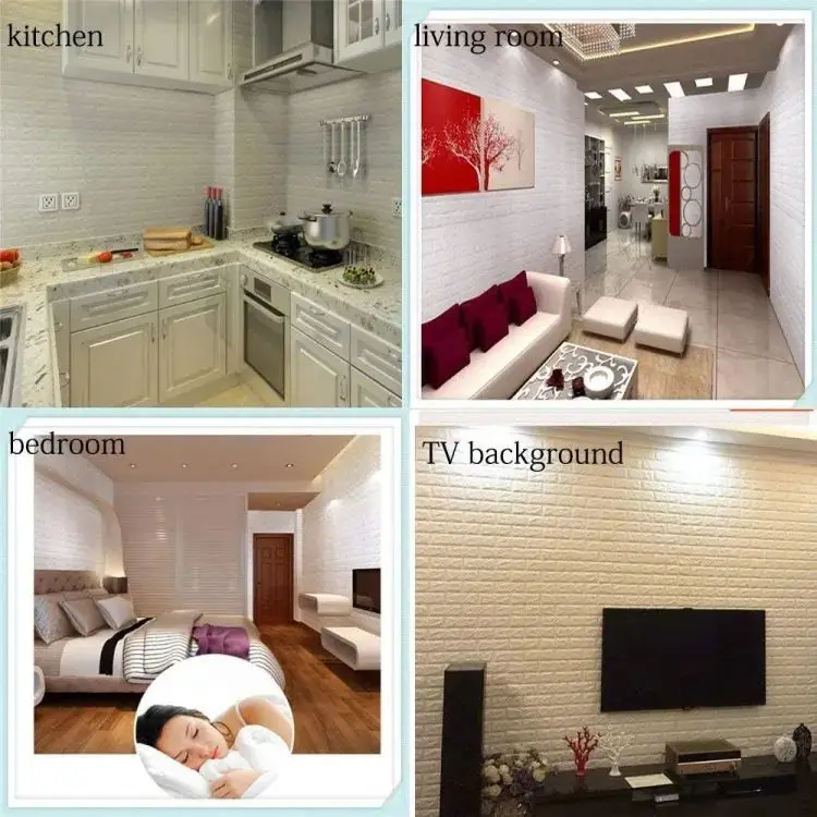 3D Wall Stickers Self Adhesive Foam Wallpaper White 70x77cm