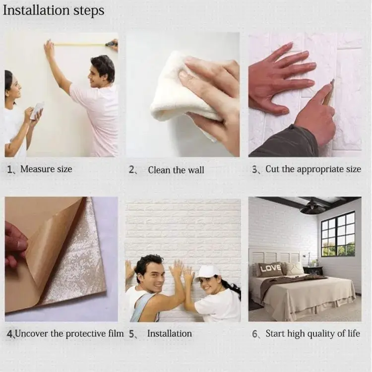 3D White Brick Wall Stickers Peel and Stick 70x77cm