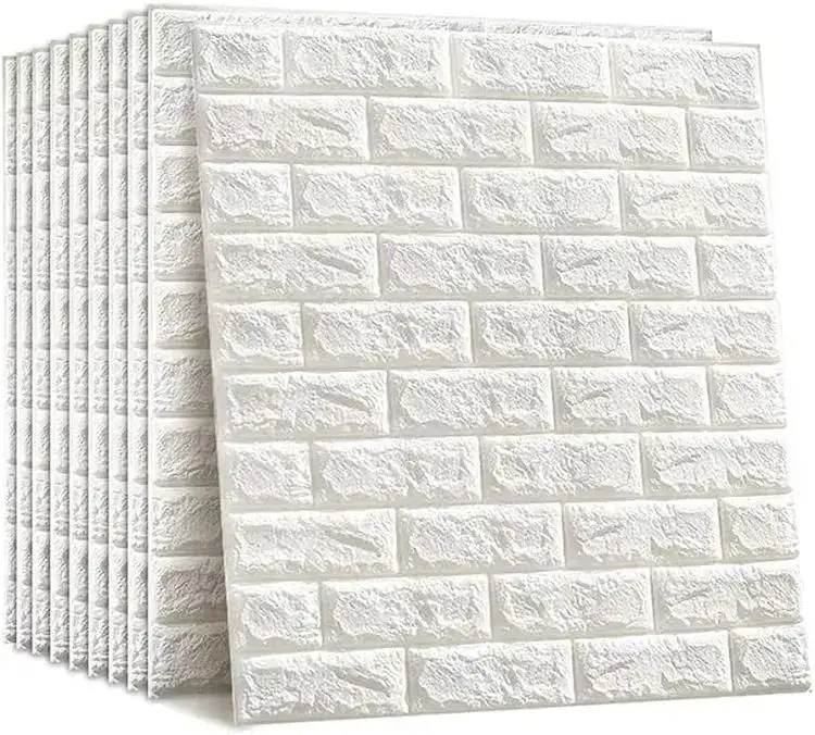 3D White Brick Wall Stickers Peel and Stick 70x77cm