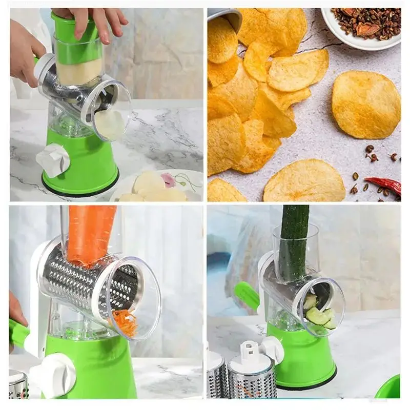 Table Top Drum Vegetable Cutter Hand Crank Shredder