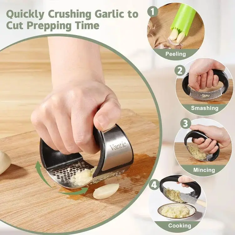 Stainless Steel Garlic Press Rocker & Crusher Kitchen Tool