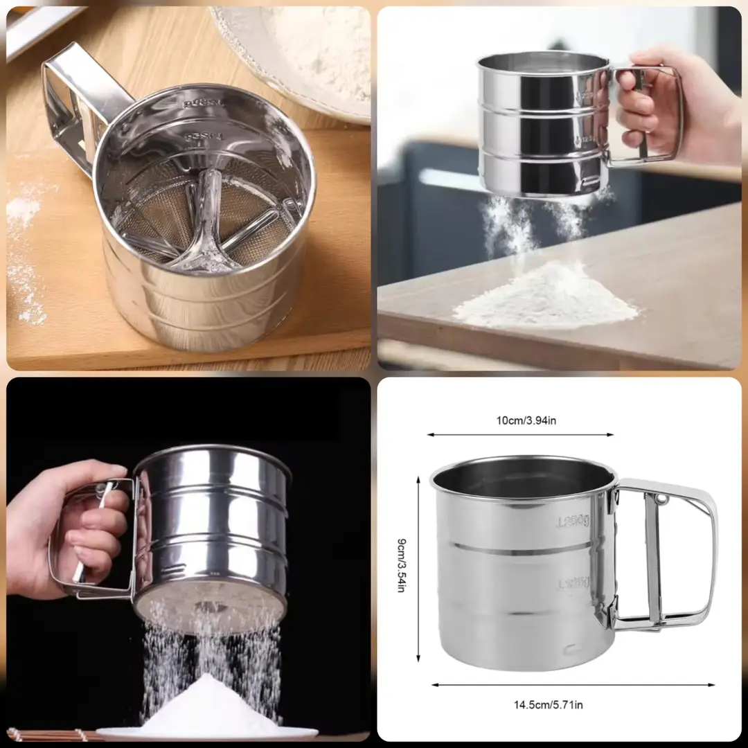 Stainless Steel Flour Sifter & Mesh Sieve for Baking uses