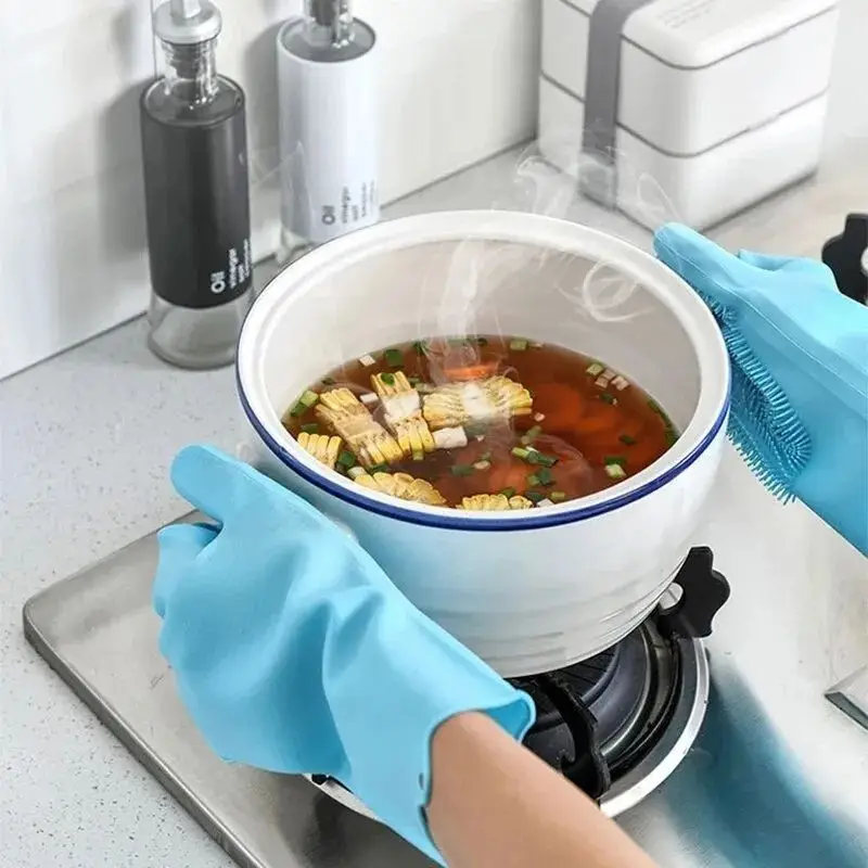 Reusable Silicone Waterproof Cleaning Gloves for Kitchen,
