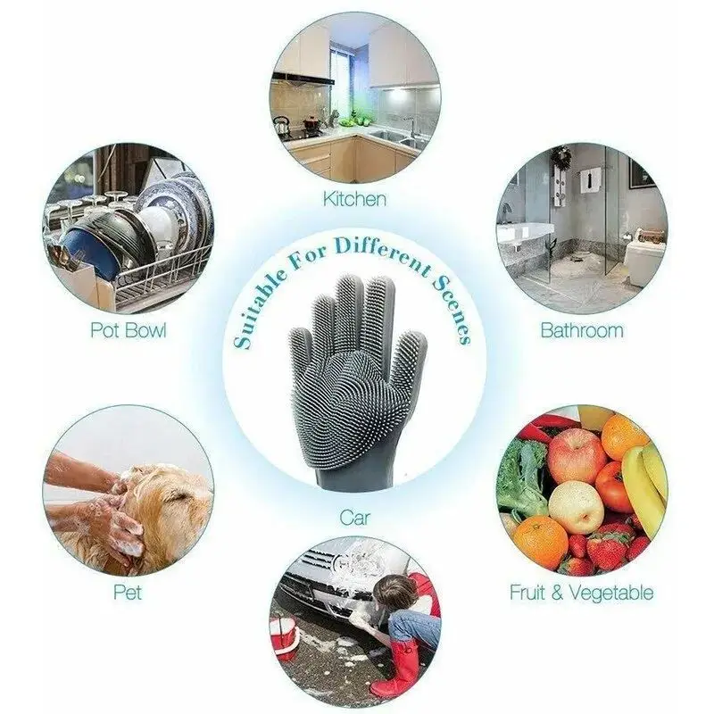 Reusable Silicone Waterproof Cleaning Gloves for Kitchen,