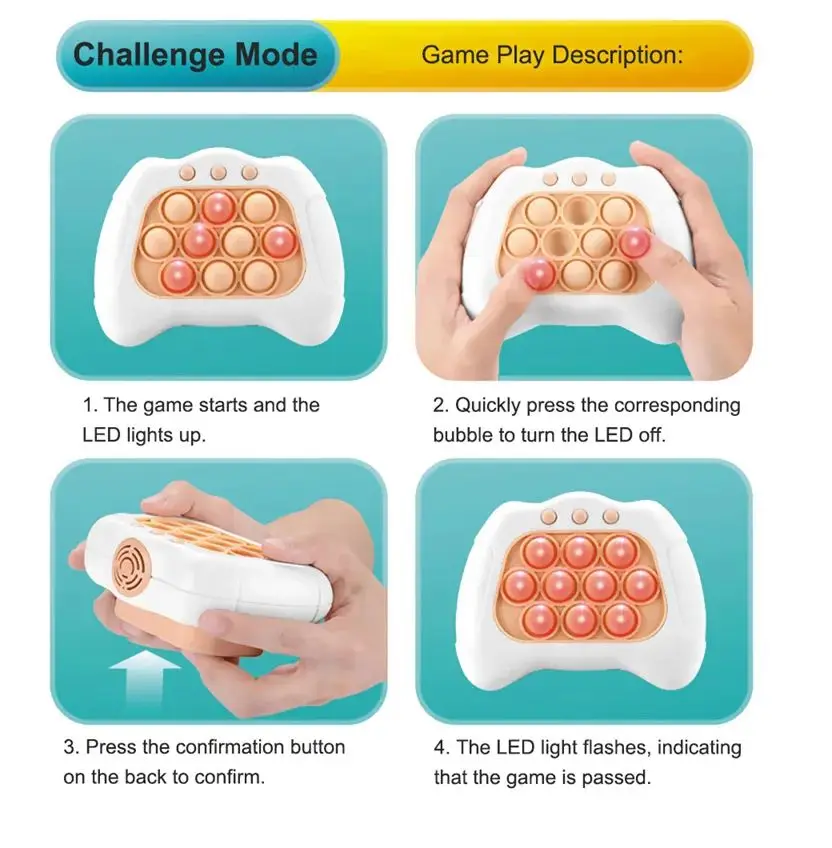 Electronic Push Pop Fidget Game Toy with Lights, Sounds