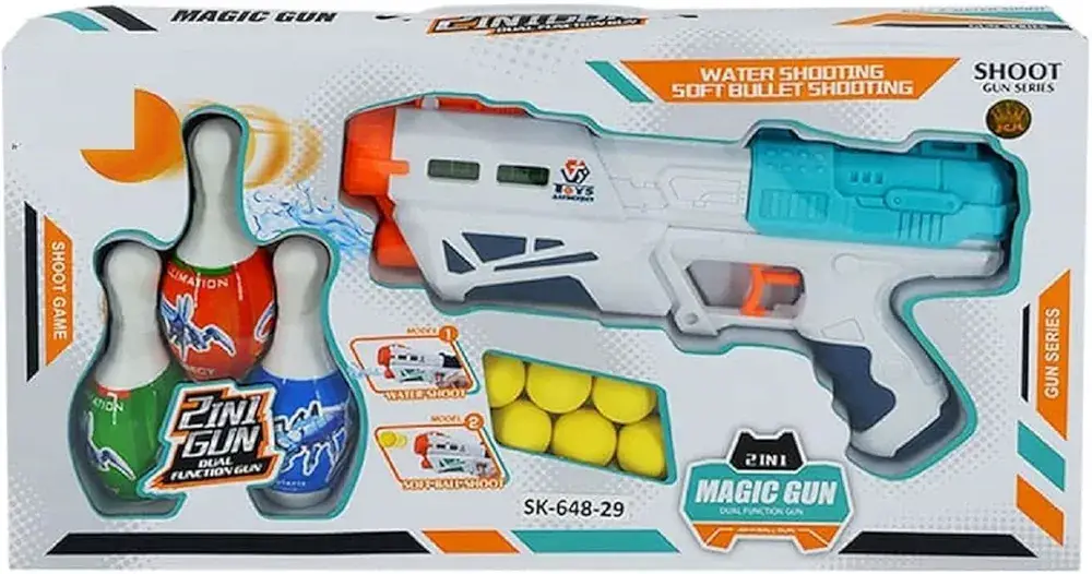 2-in-1 Bowling & Water Shooting Blaster Toy for Kids