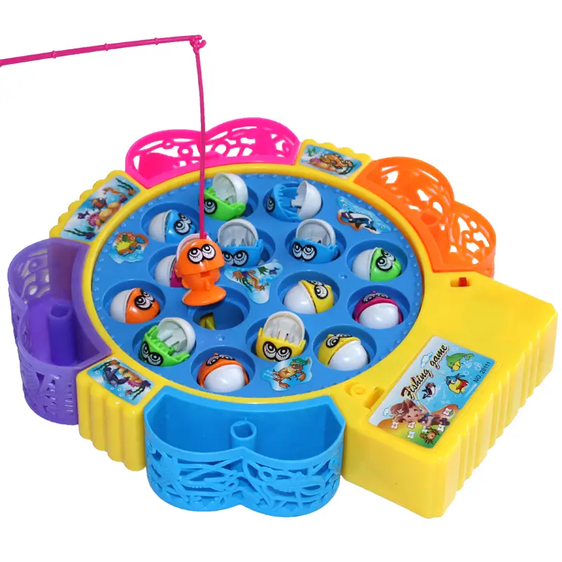 Electric Musical Fishing Toy Game with 15 Rotating Fish