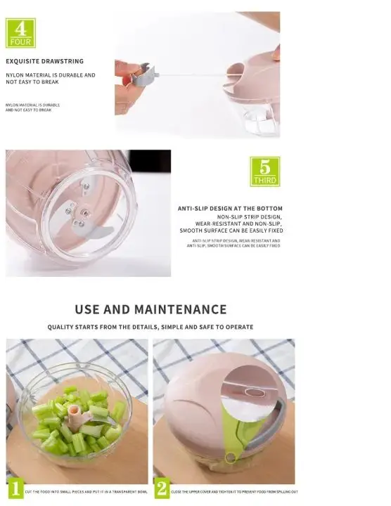 5-Blade Manual Vegetable Chopper with Pull Handle