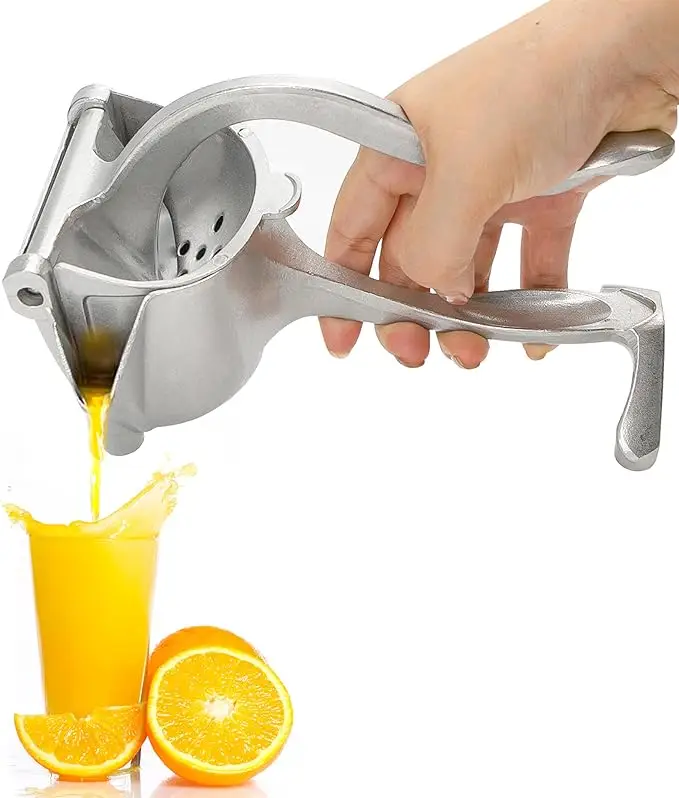 Manual Fruit Juicer & Lemon Squeezer, Compact Alloy Press