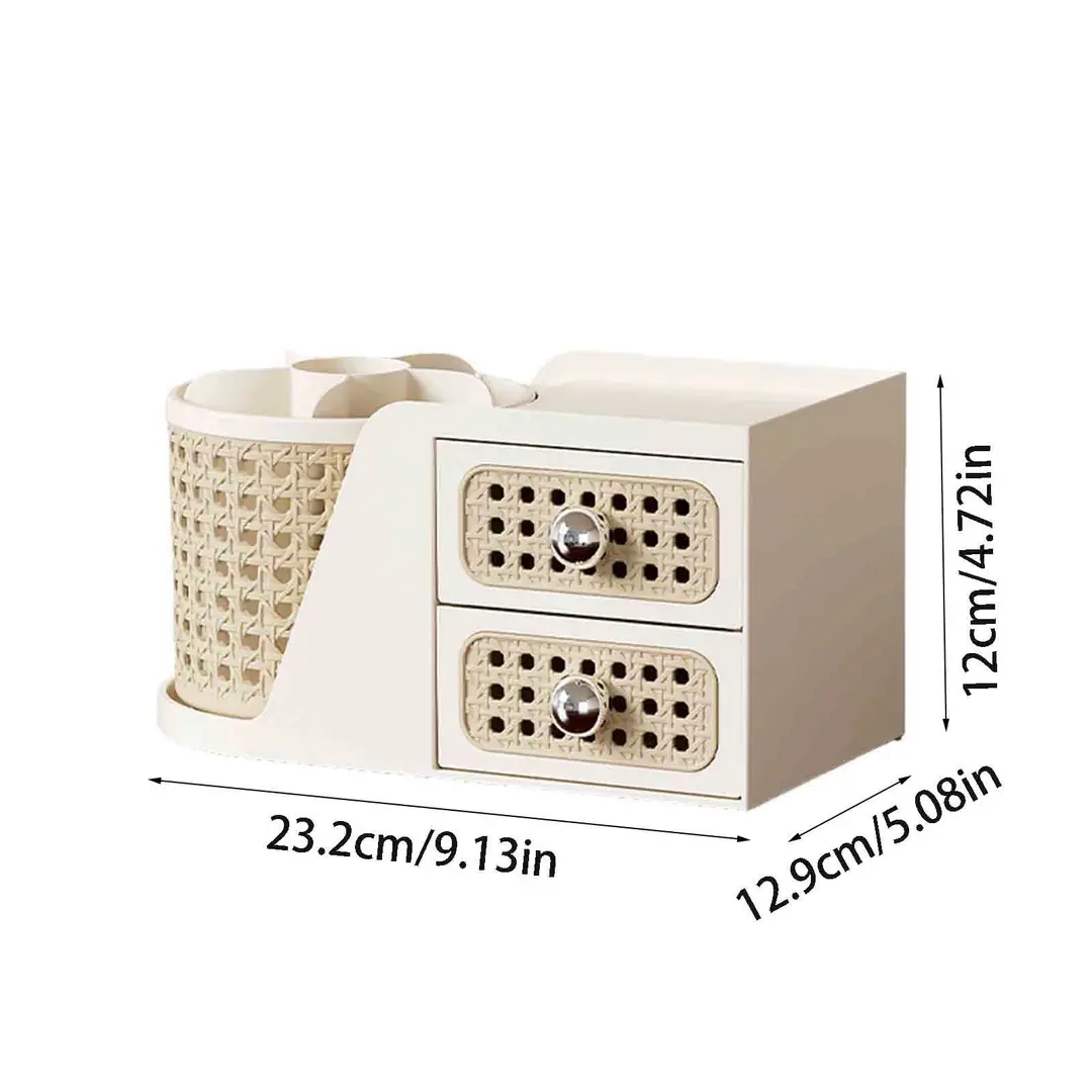 Cosmetic Storage Box Rotating Double Layer Shelf Pen Holder
