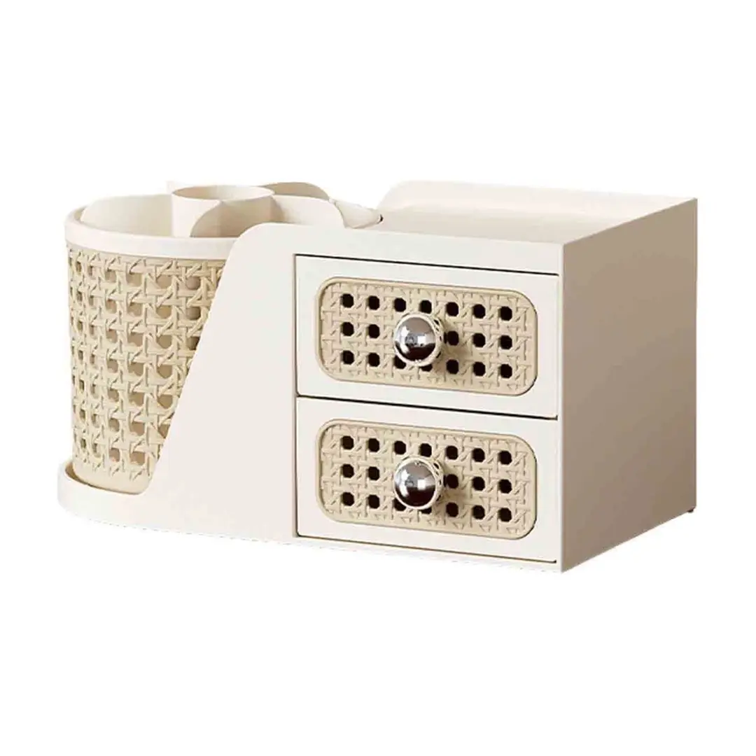 Cosmetic Storage Box Rotating Double Layer Shelf Pen Holder