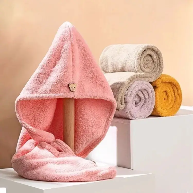 100% Cotton Hair Drying Towel Cap Turban Quick Dry Wrap