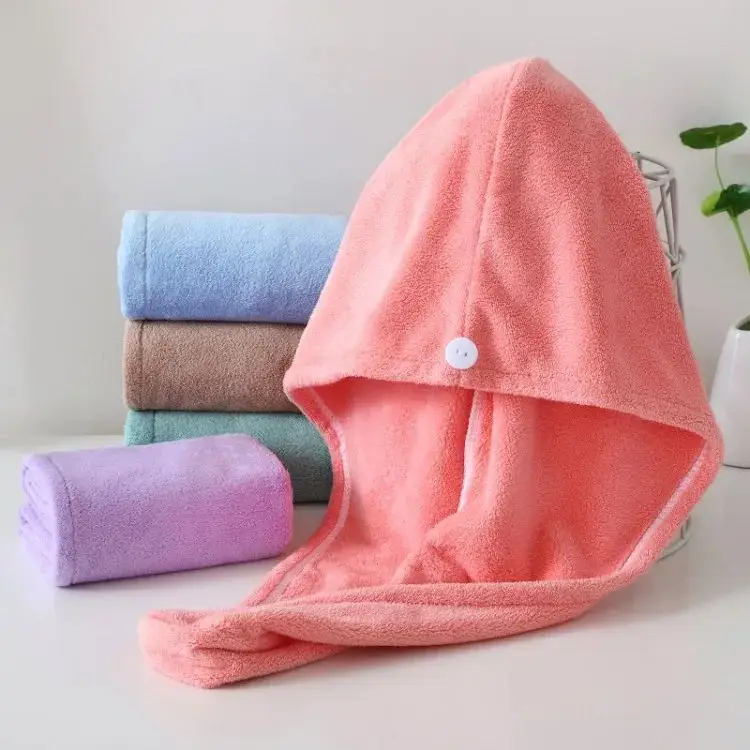 100% Cotton Hair Drying Towel Cap Turban Quick Dry Wrap