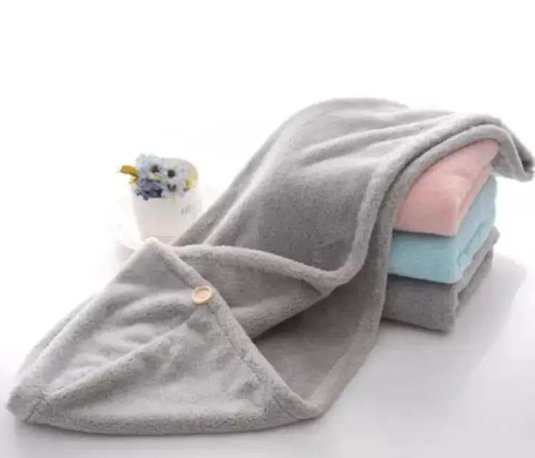 100% Cotton Hair Drying Towel Cap Turban Quick Dry Wrap