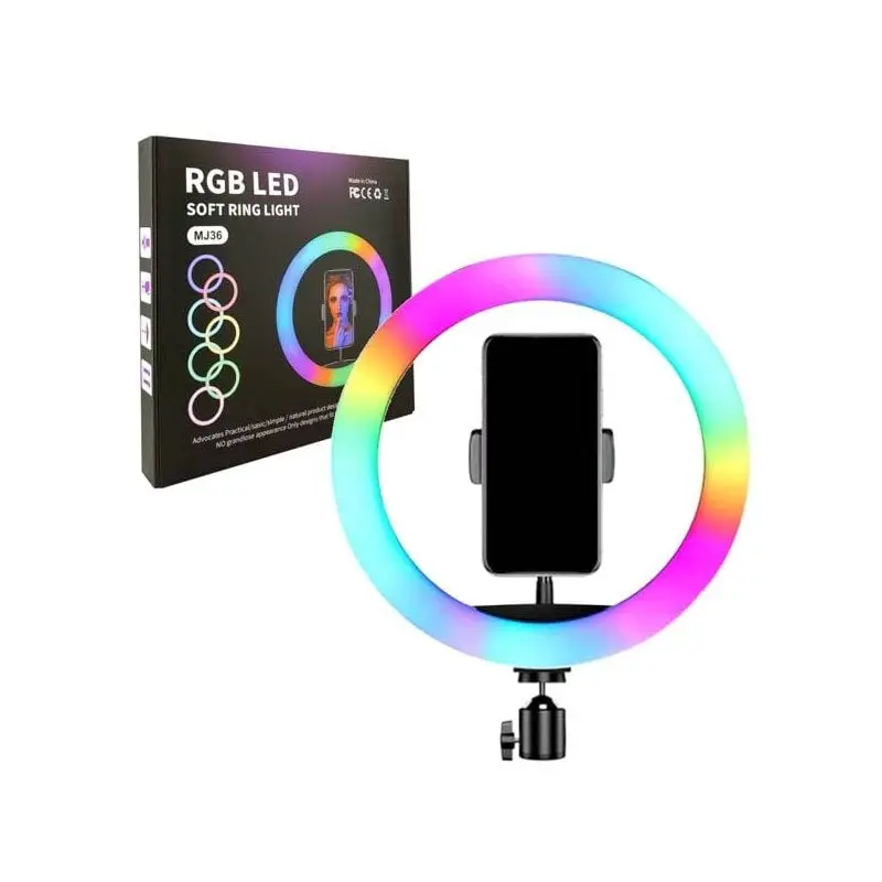 MJ36 RGB LED Ring Light 16 Colors with Phone Holder