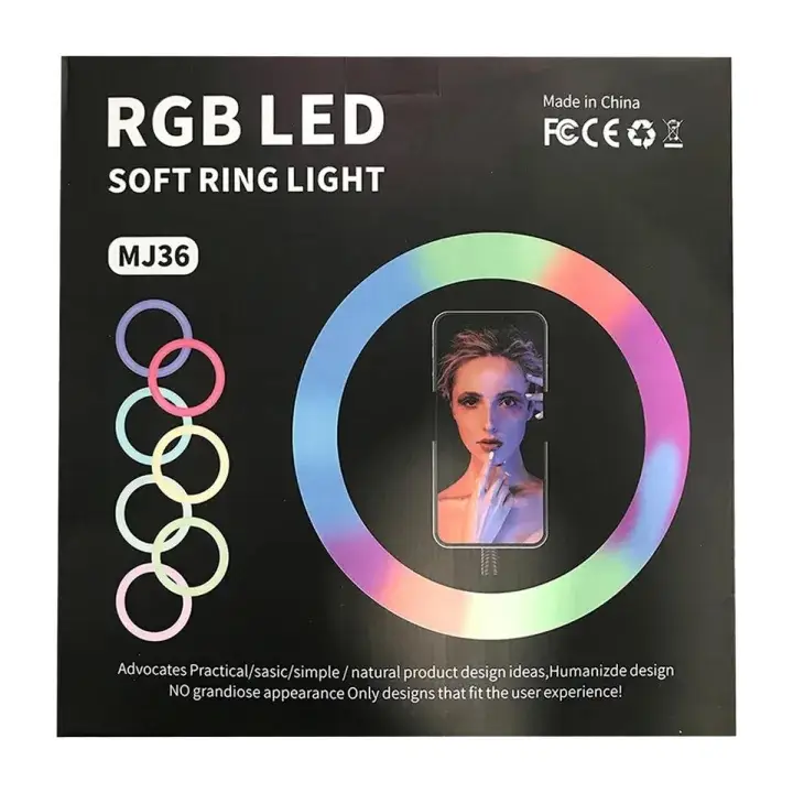 MJ36 RGB LED Ring Light 16 Colors with Phone Holder