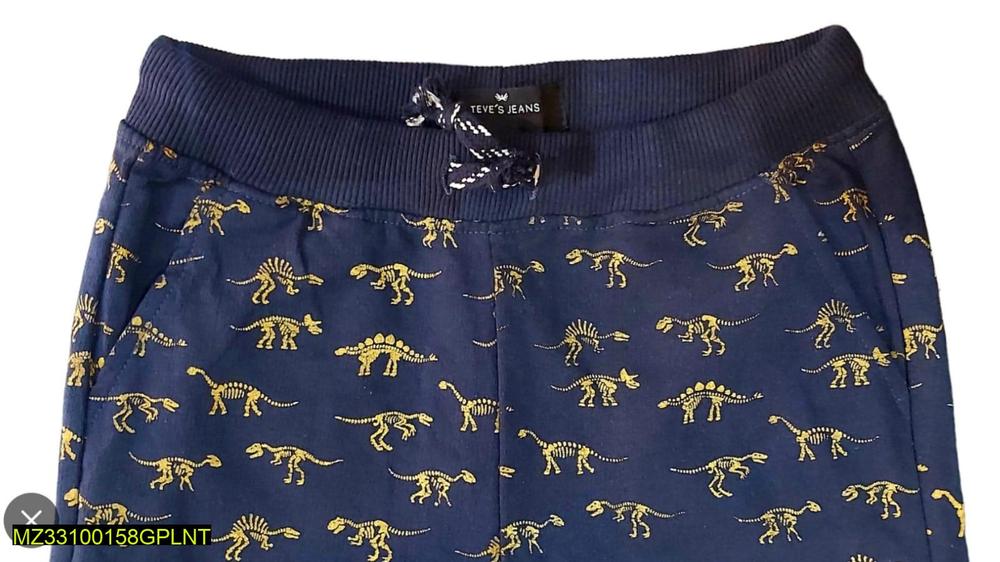 Kids Fleece Dinosaur Print Trousers Blue
