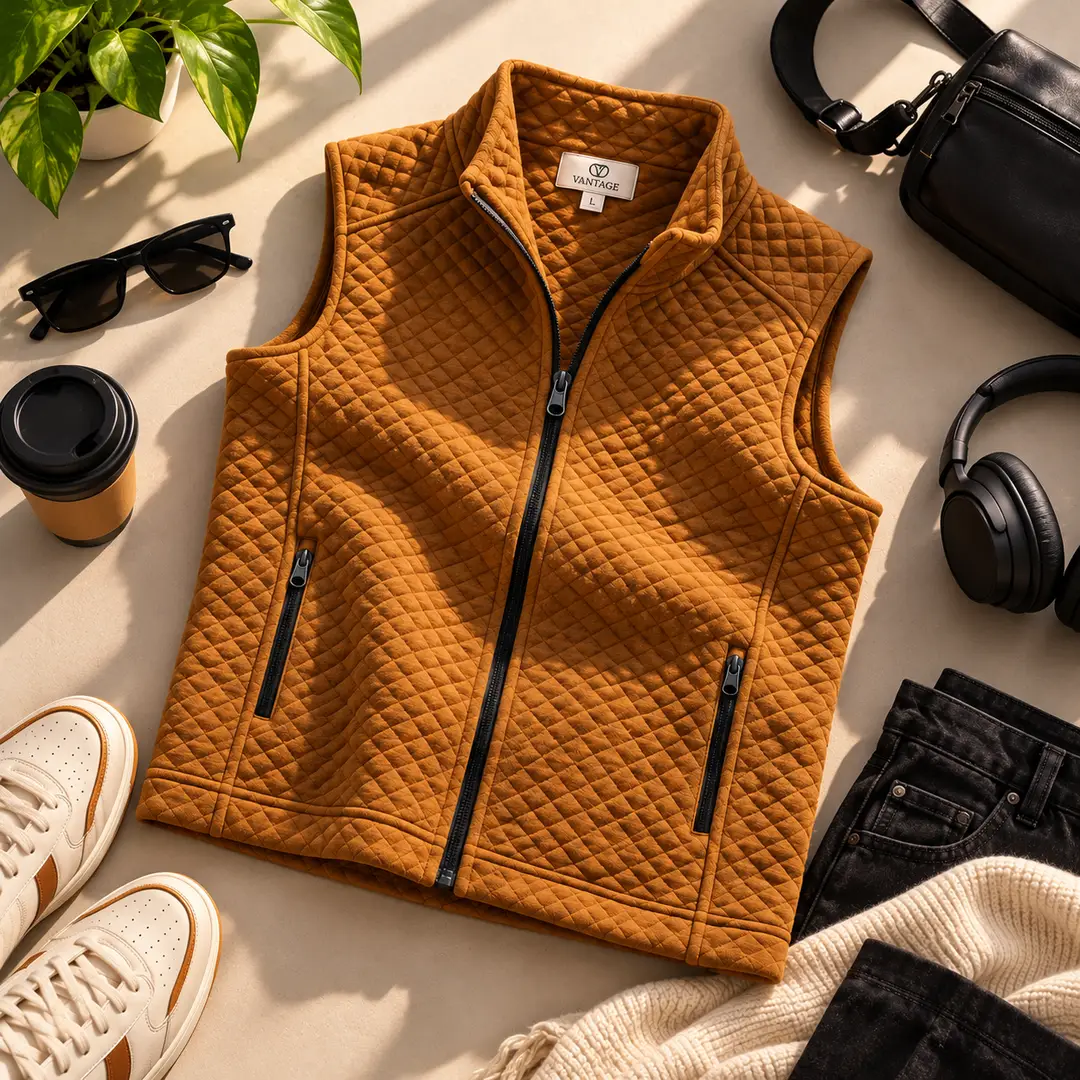 1 Pc Men's Cotton Texture Sleeveless Jacket