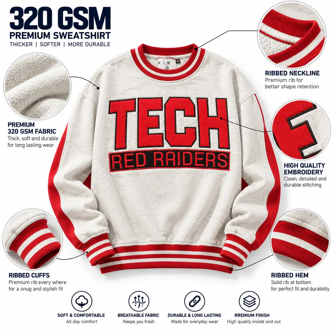 Women's Stitched Fleece Embroidered Crewneck Sweatshirt
