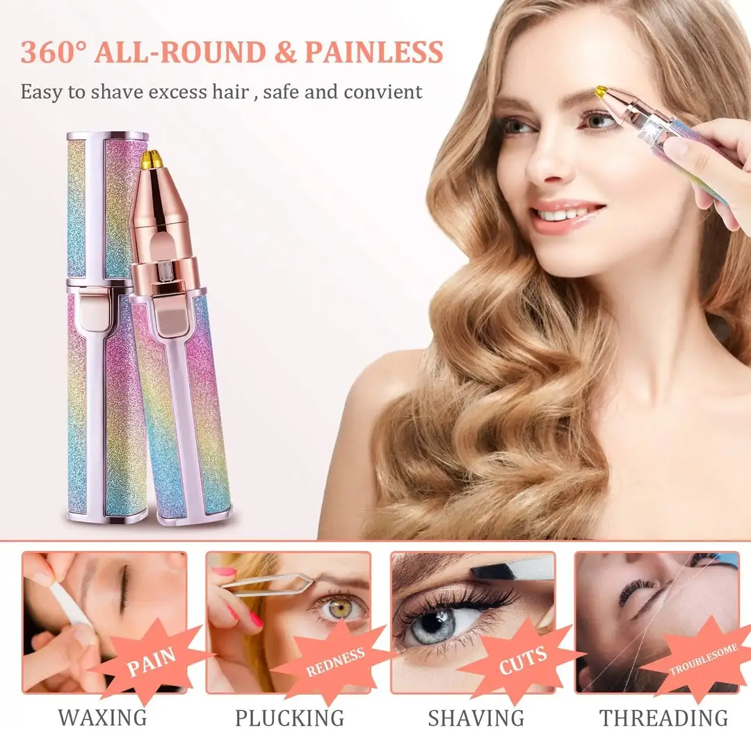 2-in-1 Rechargeable Hair Remover & Eyebrow Trimmer with LED