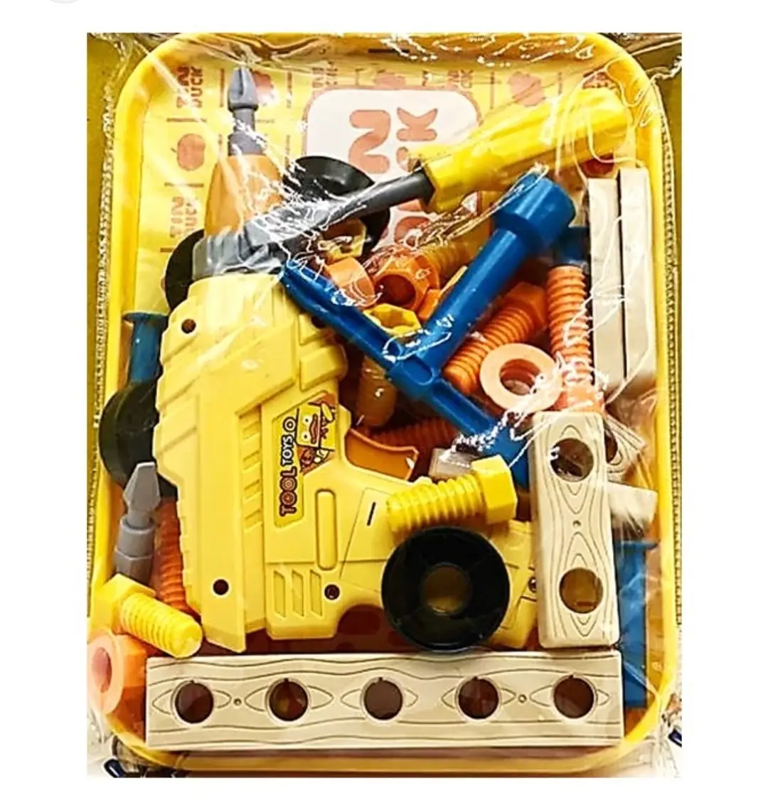 Drill set Construction Toolbox with Realistic Assembly Tools