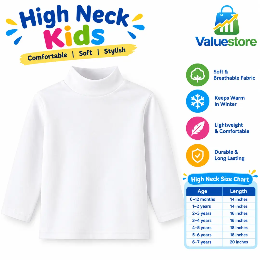 1 Pc Boy's Stitched Cotton Plain Highneck