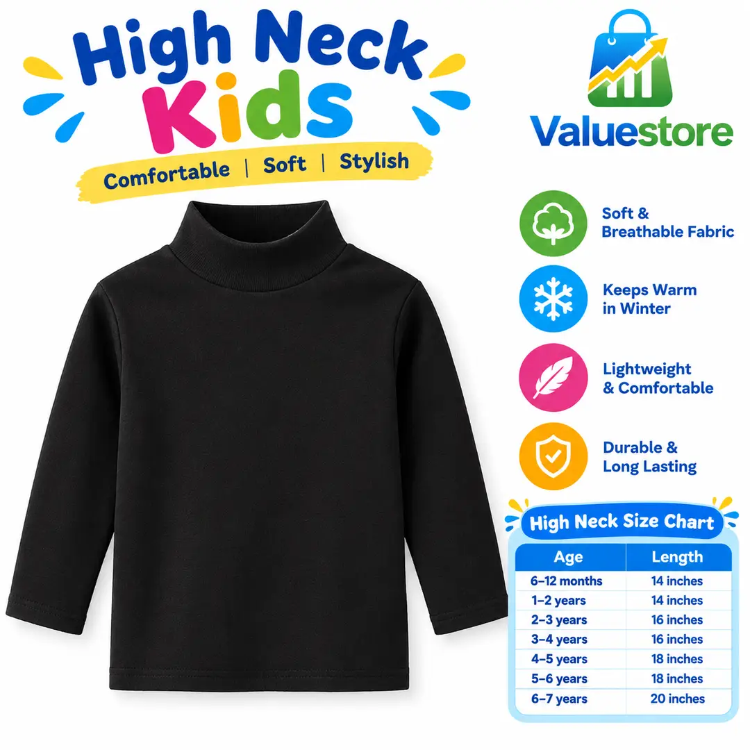 1 Pc Boy's Stitched Cotton Plain Highneck