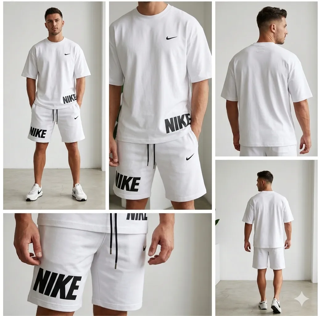 Men Dri Fit Printed Track Suit White 2 Pcs