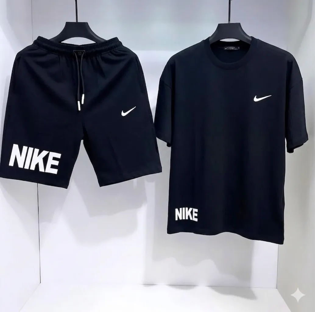 Men Dri Fit Printed Track Suit Black 2 Pcs Slim Fit