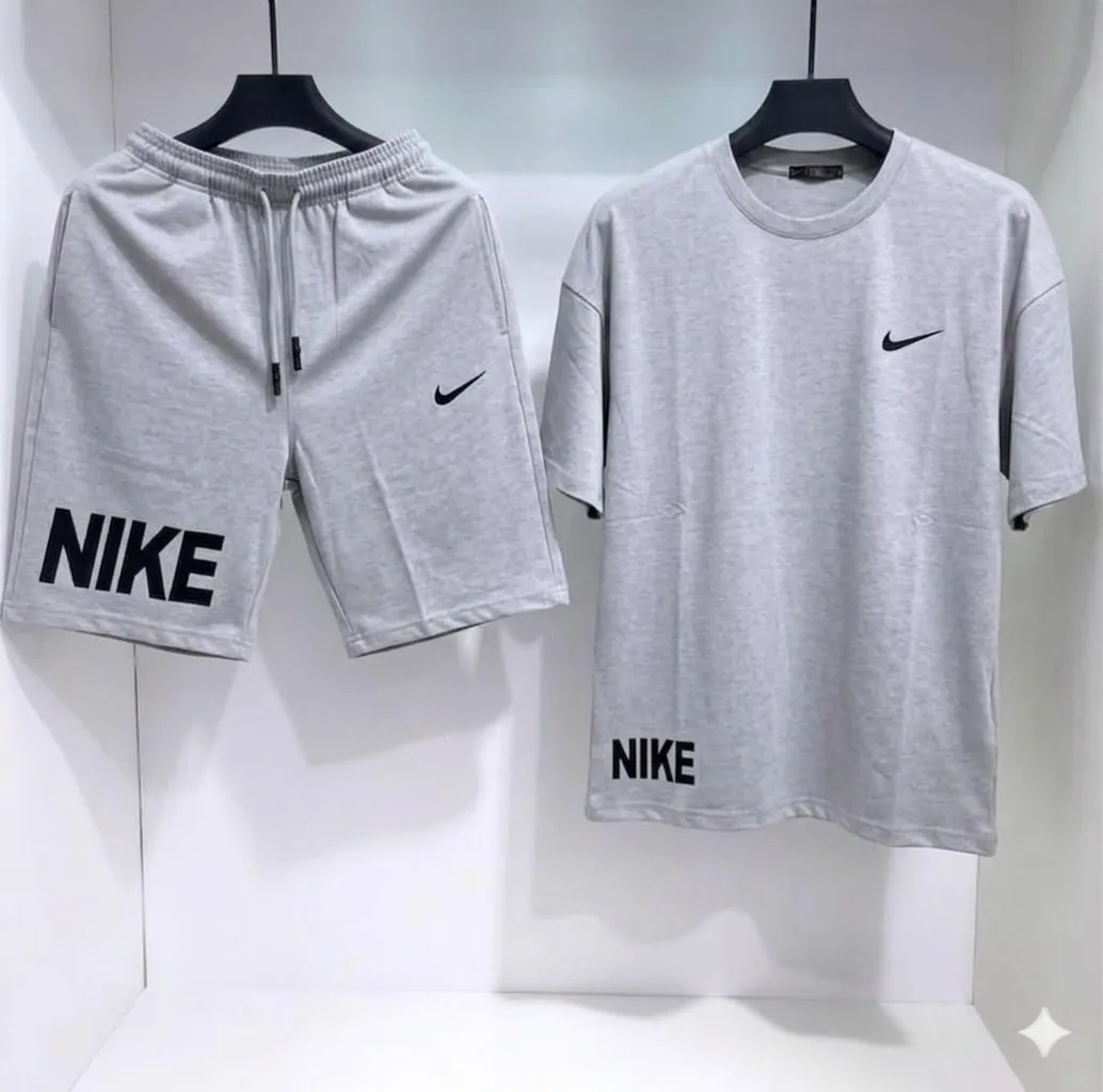Men Dri Fit Printed Track Suit Grey 2 Pcs Slim Fit