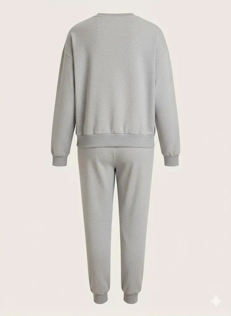 Women Queen Print Fleece Track Suit Light Grey Medium to XL