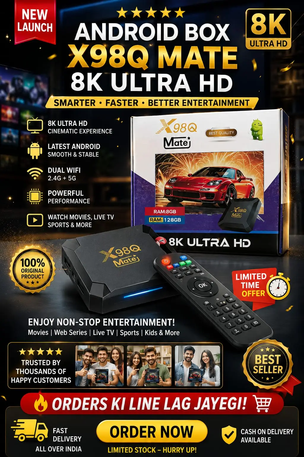 X98Q Mate Quad Core Processor Android TV Box