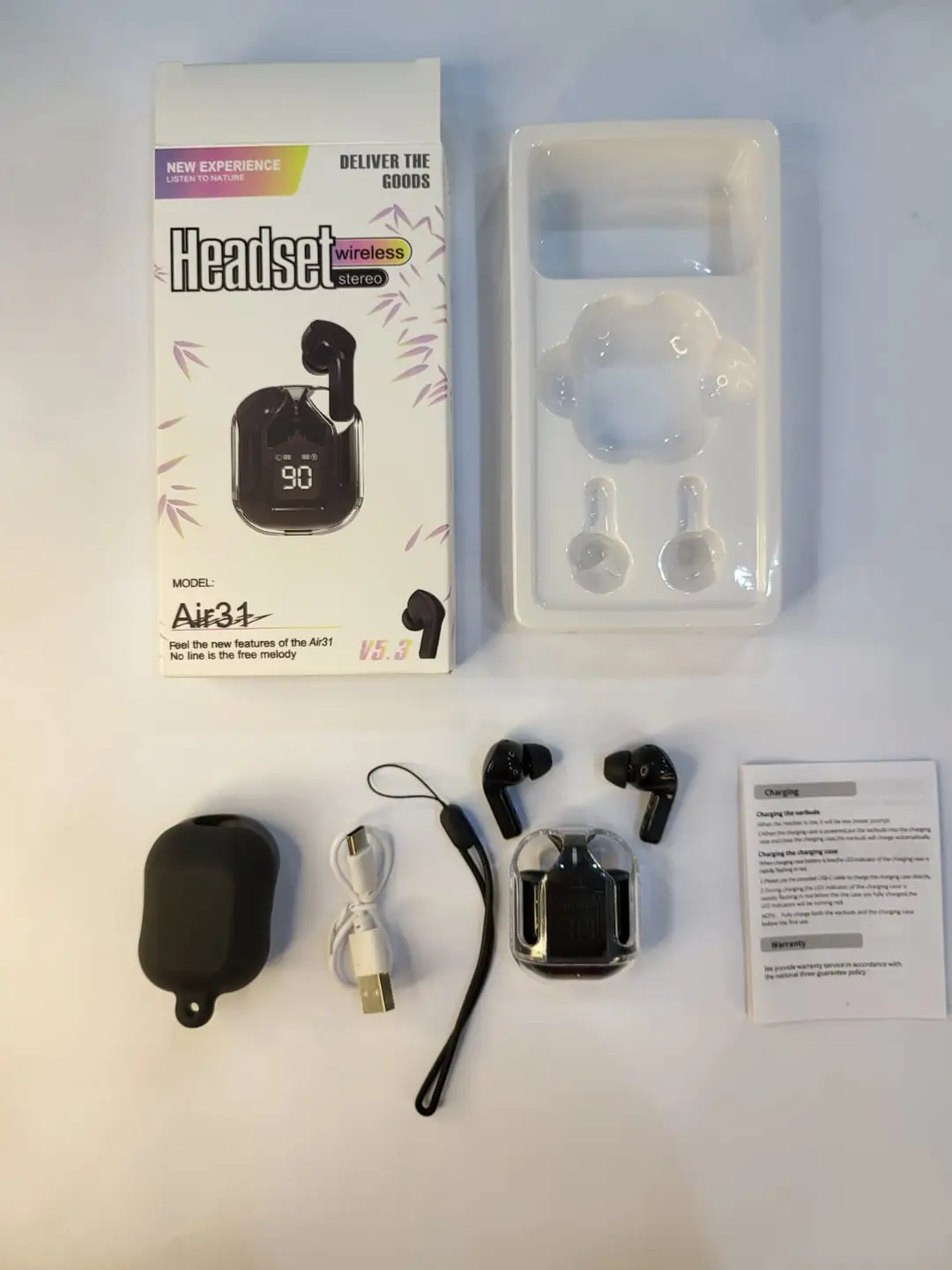 Air31 Wireless Bluetooth Headset V5.3 Stereo Earphones
