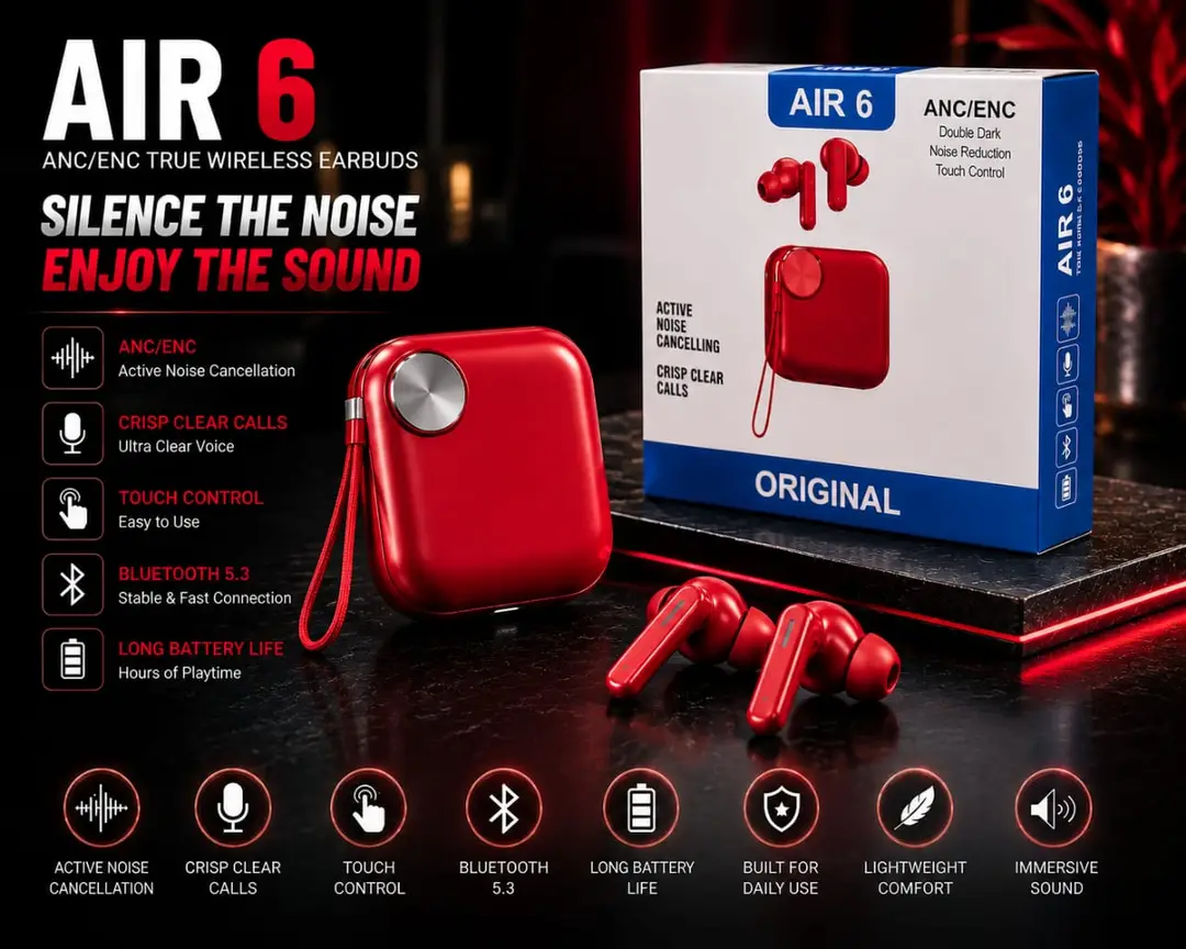 Pack of 2 Air 6 Bluetooth 5.3 Earbuds Clear Call Headset