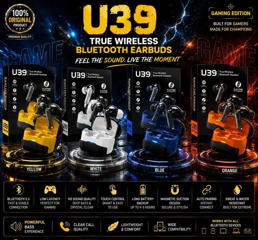 Pack of 2 U39 Gaming Earbuds Water Resistant Auto Pairing