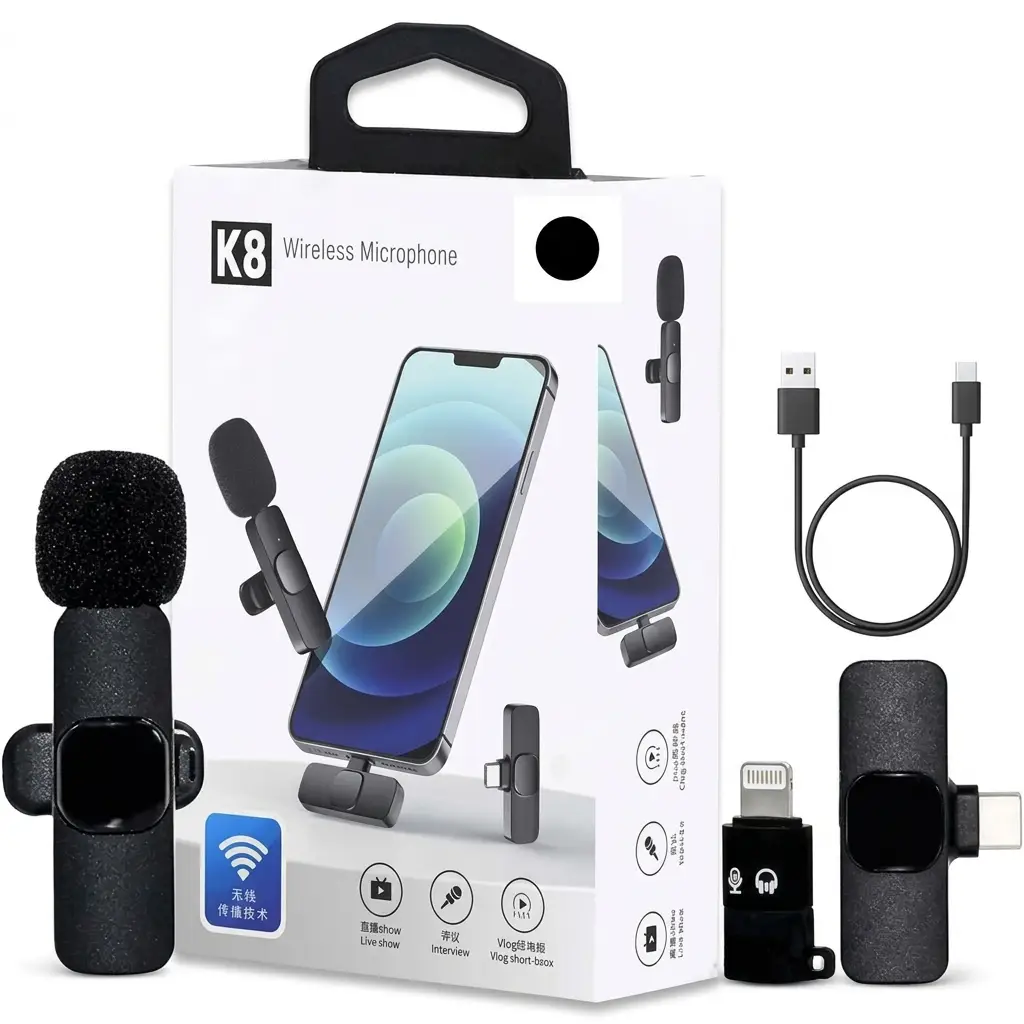 K8 Wireless Lavalier Microphone for YouTube Recording Mics