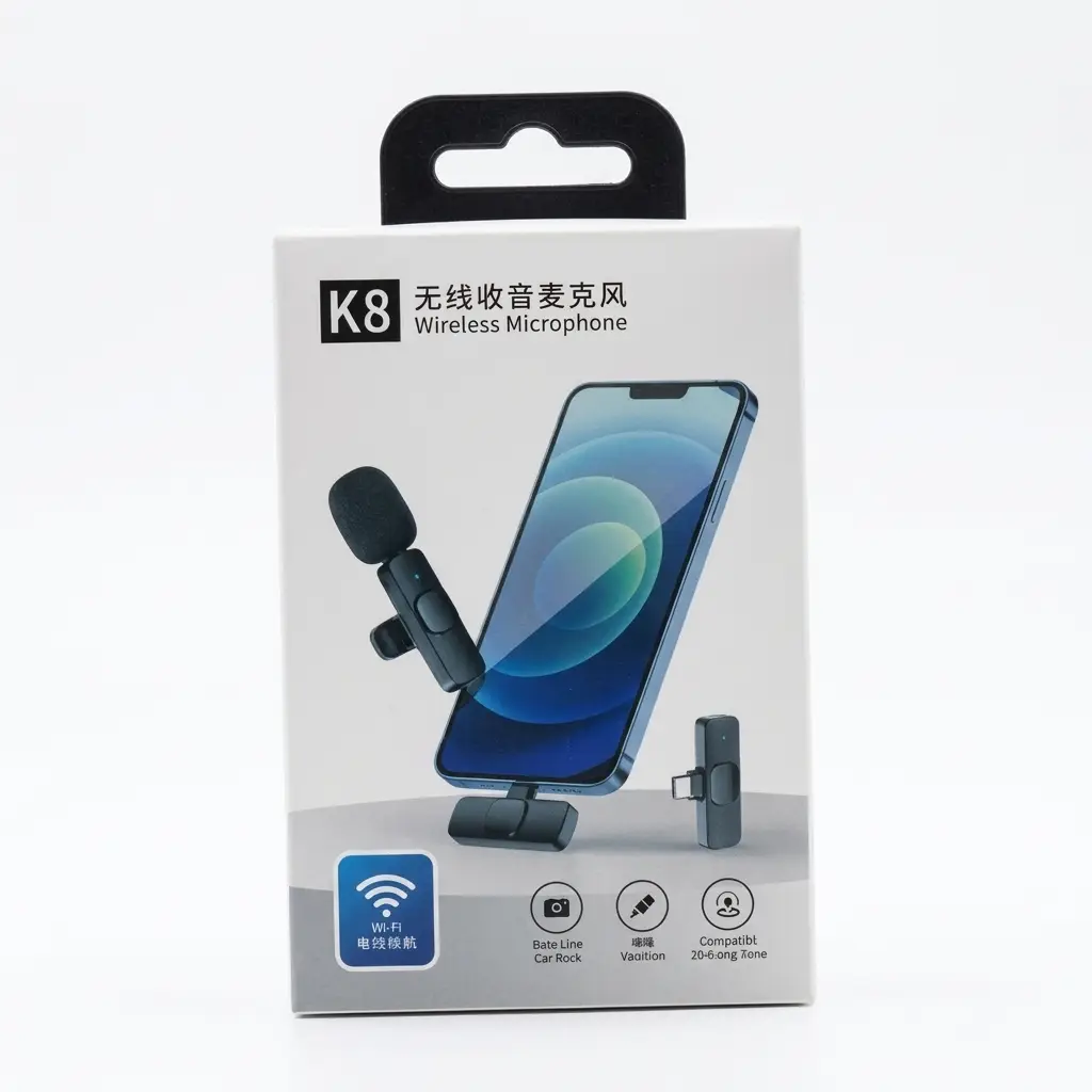 K8 Wireless Collar Microphone Type C Lightning Receiver Mic