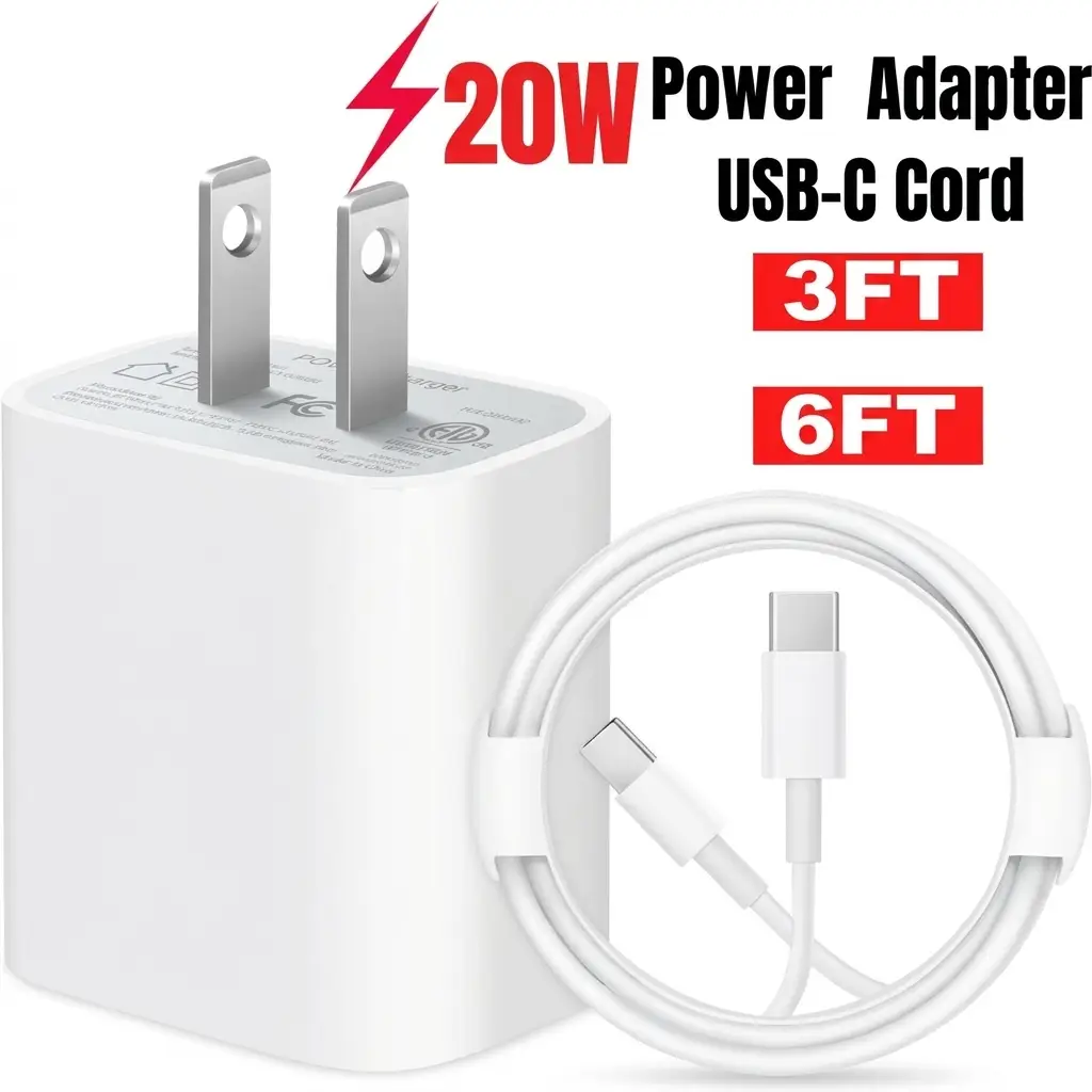 20W Fast Charging Block with 3FT 6FT USB-C Cable Pack