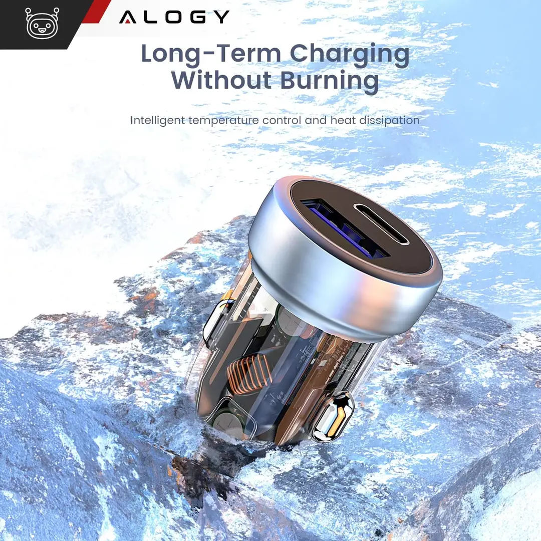 100W Fast Car Charger Adapter Transparent Dual Port