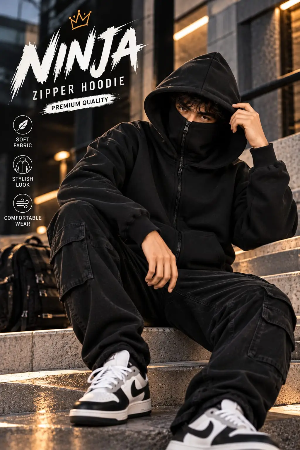 1 Pc Men's Fleece Plain Zipper Hoodie