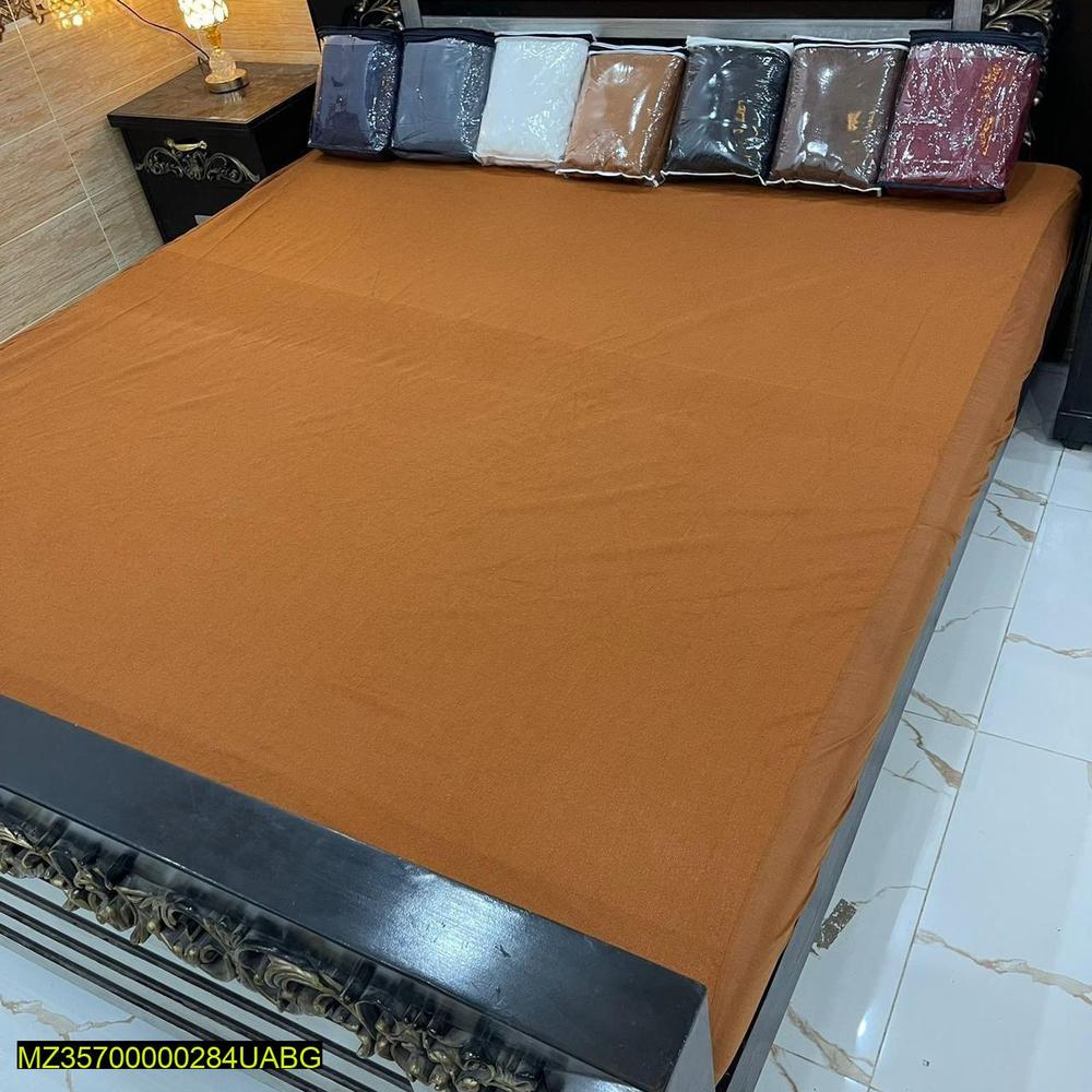 Double Bed Terry Cotton Mattress Cover Brown