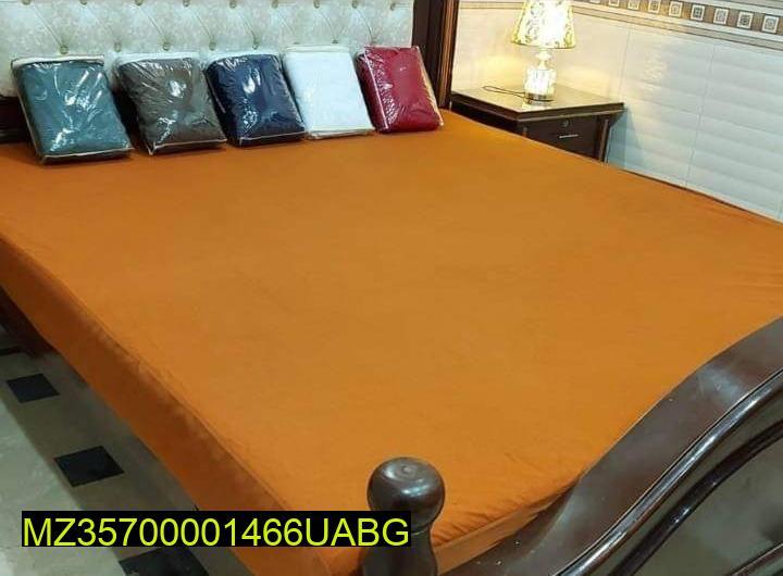 Premium Terry Cotton Mattress Cover Mustard Double Bed Waterproof