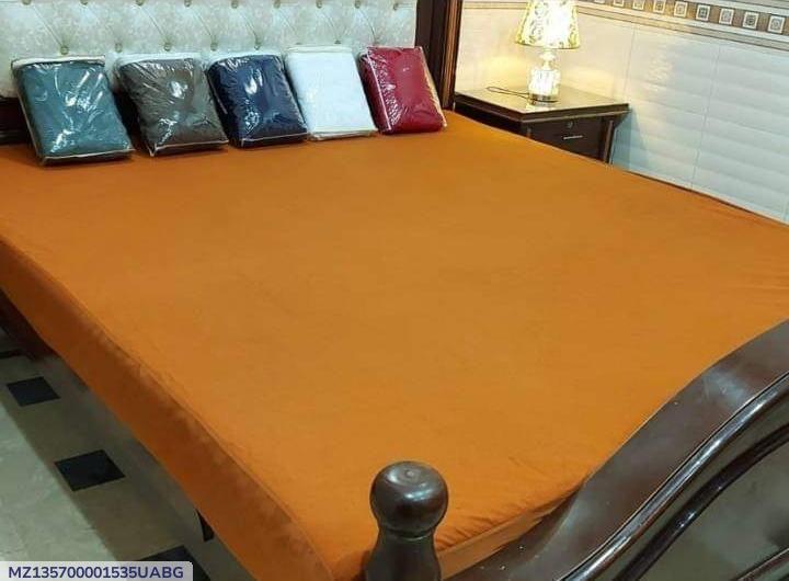Mustard Terry Cotton Waterproof Mattress Cover for Double Bed